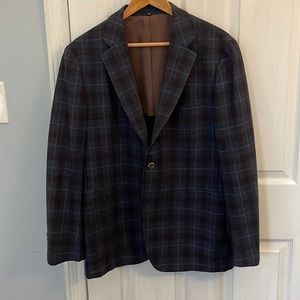 Blue plaid suit jacket, like new!